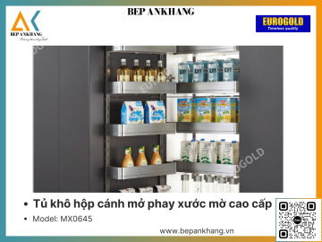 Tủ khô hộp cánh mở phay xước mờ cao cấp Eurogold MX0645 - 450mm - 6 tầng